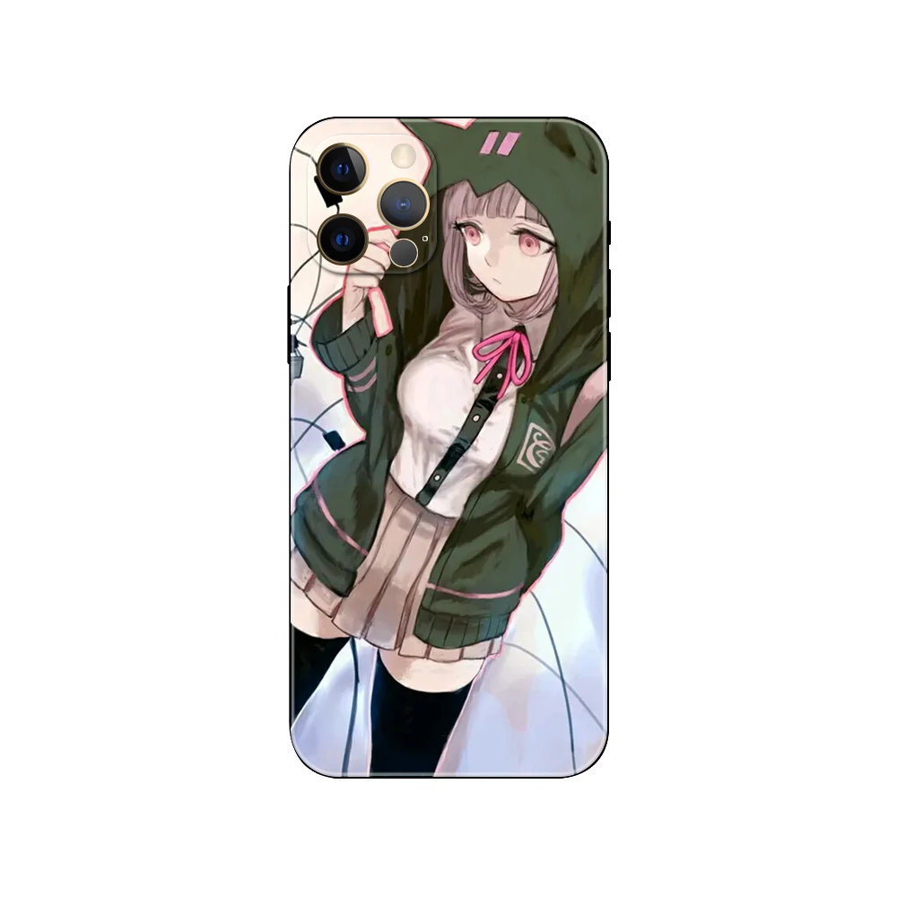 Фото Черный чехол из ТПУ для iphone 5 5s se 2020 6 6s 7 8 plus x 10 XR XS 11 12 13 mini pro MAX, задняя крышка CHIAKA NANAMI №2