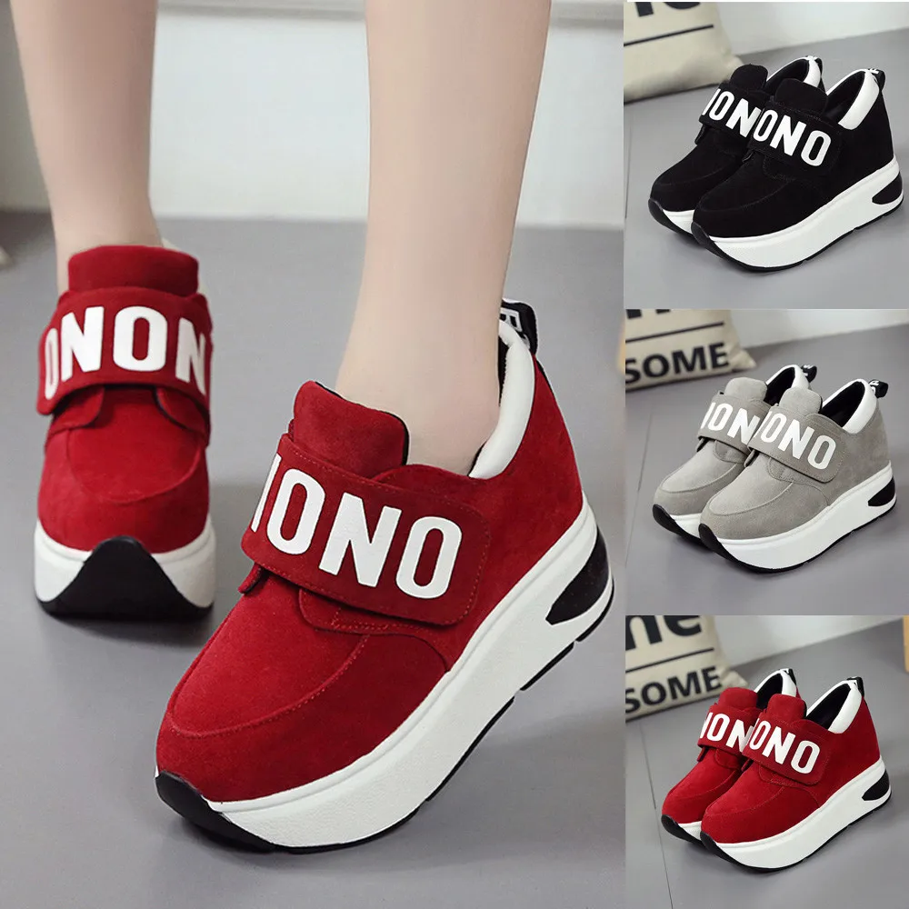 2019 г. Черные и красные уличные туфли на платформе обувь толстой подошве со