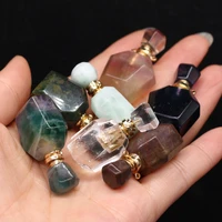 trendy crystal perfume bottle pendants natural stone vial jewelry for women handmade reiki heal necklace party gifts