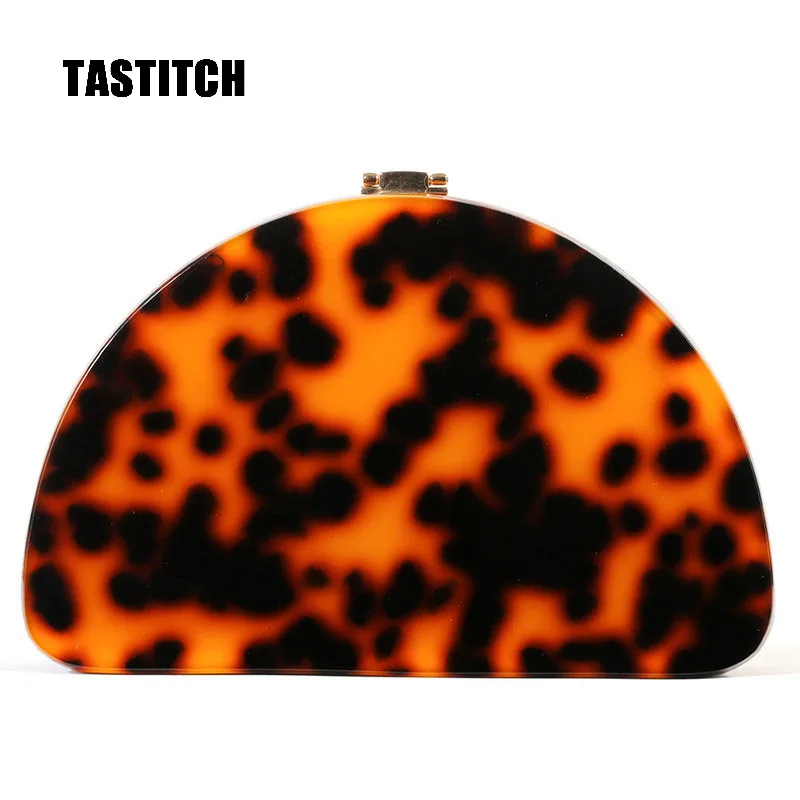 Модный классический Леопардовый цвет акриловый клатч полукруглый вечерний