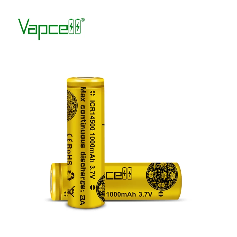 Vapcell 14500 Оригинальная батарея 1000 мАч 3A Мини литиевая батарея 3,7 в PK 14500p для фонарика