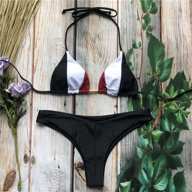 Женский раздельный купальник с принтом Раздельный трусиками танга микро бикини