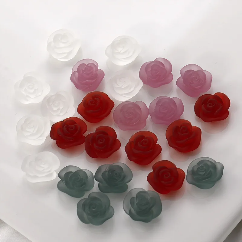 

10Pcs Vintage Resin Red Rose Flower Patch Cabochons For DIY Making Earrings Hair Accessories Phone Shell Decoration