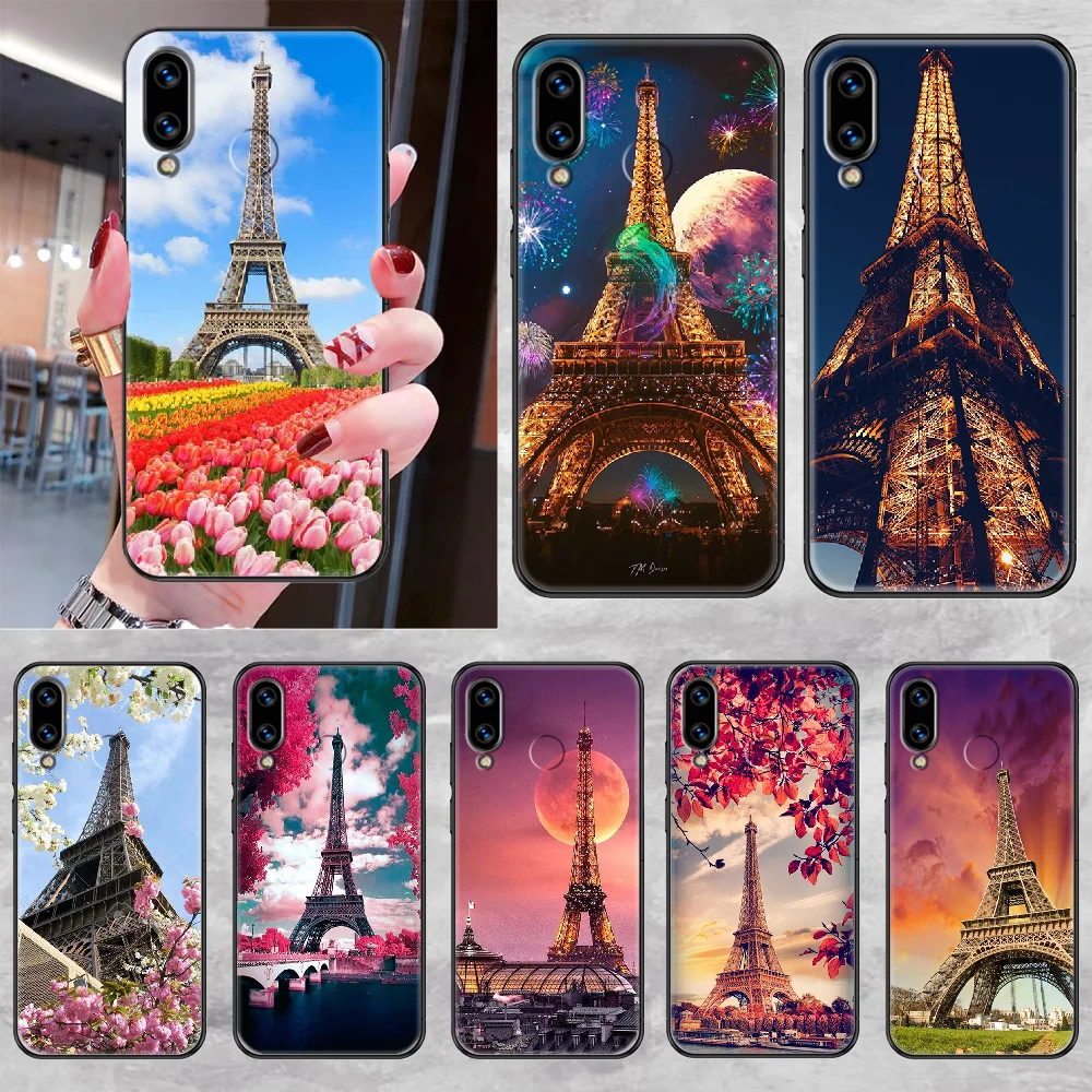 Париж Эйфелева башня чехол для телефона Huawei Honor 6 7 8 9 10 10i 20 A C X Lite рro играть черный