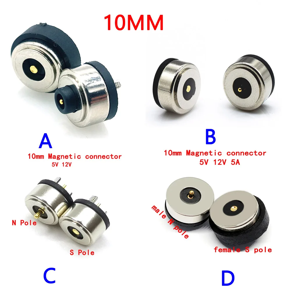 10mm 2PIN Magnetic DC Smart Water Cup Charging pogo pin Magnet Connector 5-12V High Current LED Light Power Socket Terminal