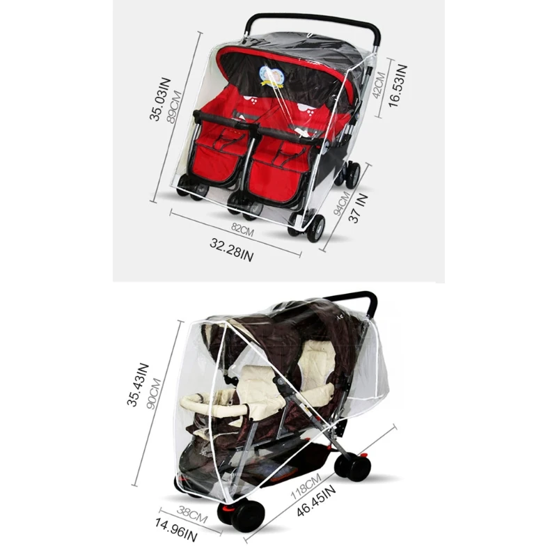 Twins Double Stroller Weather Shield Block Covid Dust Snow Side by Side/Tandem | Мать и ребенок
