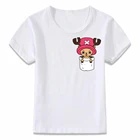 Детская одежда, футболка с изображением чоппера, супер милая футболка с карманами, цельная футболка с аниме для мальчиков и девочек рубашки для малышей, футболка oal195