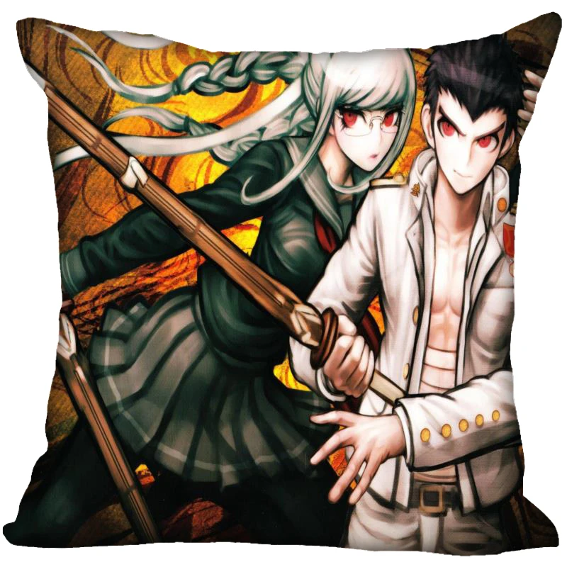 Аниме Danganronpa наволочка атласная ткань квадратная Подушка на молнии чехлы для