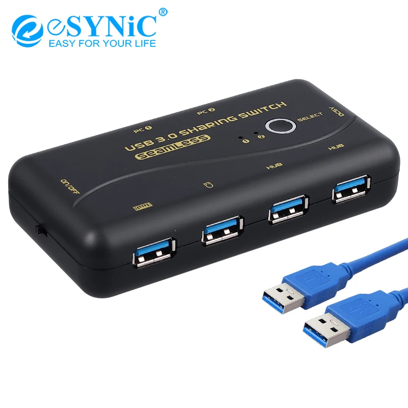 ESYNiC USB 3 0 бесшовный распределительный коммутатор 2 компьютера общий доступ 4 usb хаб