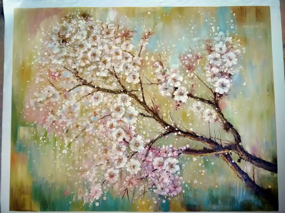 Modern Abstract Wall Painting for Office Home Decoration White Flower Oil Paintings on Canvas Hand Painted Art Picture | Дом и сад