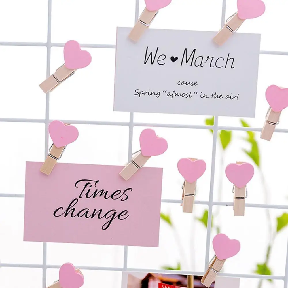 10 шт./упак. мини сердце любовь деревянная одежда фото бумажная прищепка заколка