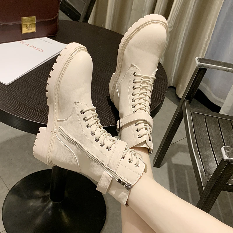 Новинка зимние мотоботы с пряжкой женские ботильоны в британском стиле на низком