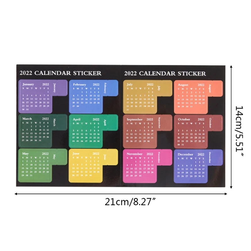 2022 календарь язычки яркие ярлыки индекс 12 месяцев наклейки для планировщиков