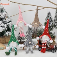 waylike 2021 new christmas ornaments knitted long legs forester doll led illuminated faceless old man christmas tree pendant