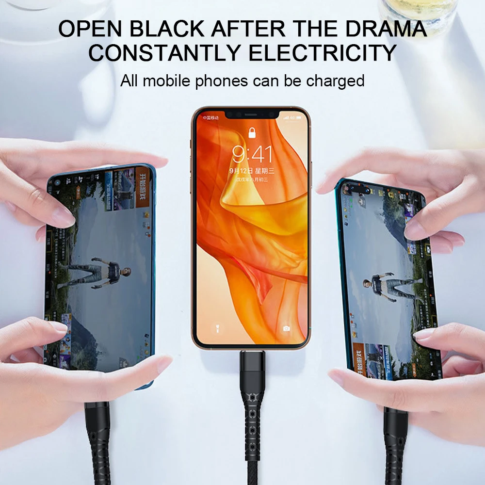 3 in 1 6A USB Cable Fast Charger Wire Type C/Micro USB/iOS Data For Apple Android Xiaomi Huawei Mobile Phone Chargers | Мобильные