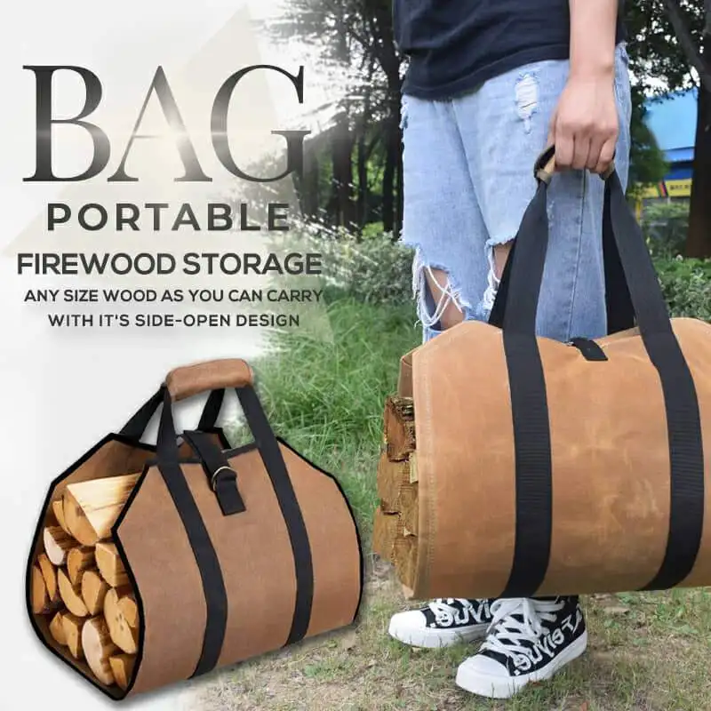 

Portable Firewood Storage Bags Canvas Pocket Firewood Basket Outdoor Foldable Bags Picnic Wooden Felt Bags Handling Kits