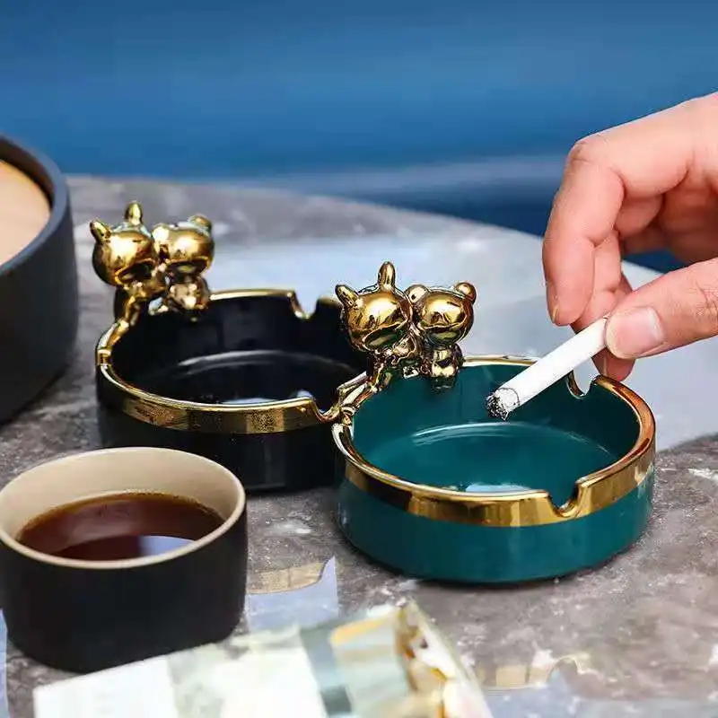 Trace gold ceramic ashtray ins creative light luxury home living room personality trend fashion decoration ornaments | Дом и сад