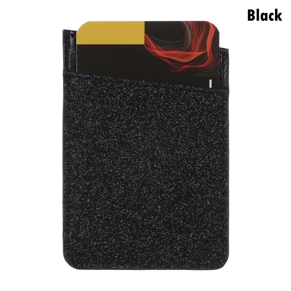 rose gold 1PC PU Leather Sequins Cell phone Pocket Credit Card Holder For Phone Card Holder Sticker Adhesive Pouch Wallet Case - Цвет: rose gold