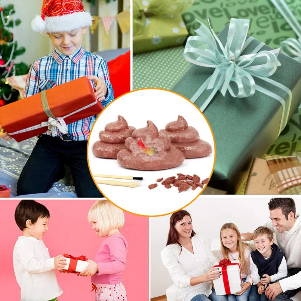 

12Pcs Kids Excrement Shaped Farm Animal Archaeology Dig Excavation Kit Puzzle Toy Gags Practical Jokes Toys