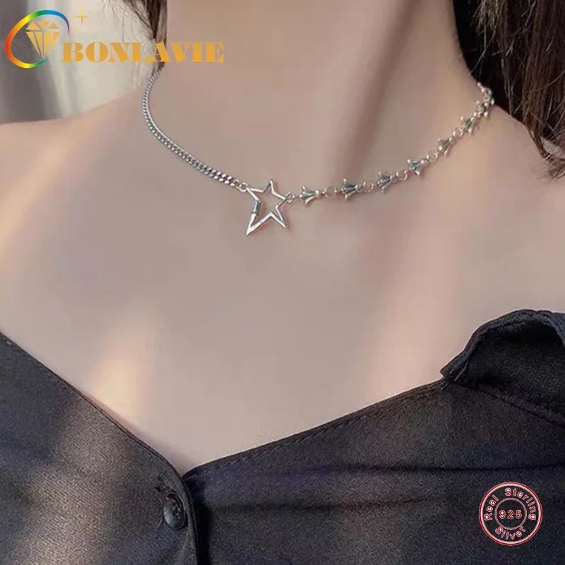 Крутое винтажное ожерелье BONLAVIE на цепочке до ключиц из тайского серебра подарок