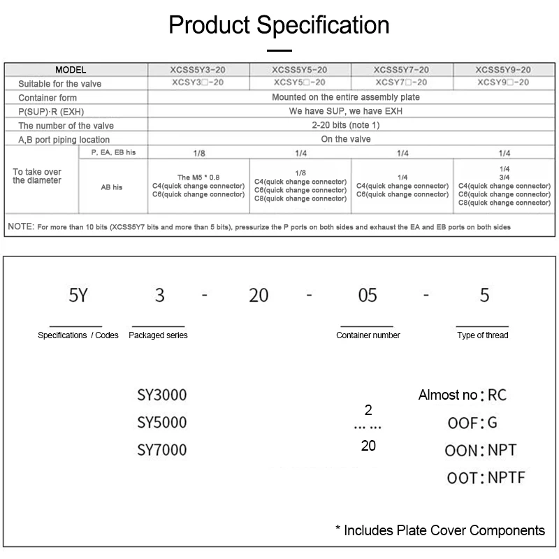 Пневматический SMC тип шина SY3120 Соленоидный клапан Соединительная база SS5Y3 20 серии