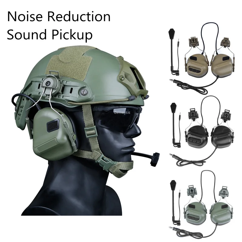

Anti-noise Tactical Helmet Headset with Fast Helmet Rail Adapter Military Headsets Hunting Shooting Hearing Protective Headphone
