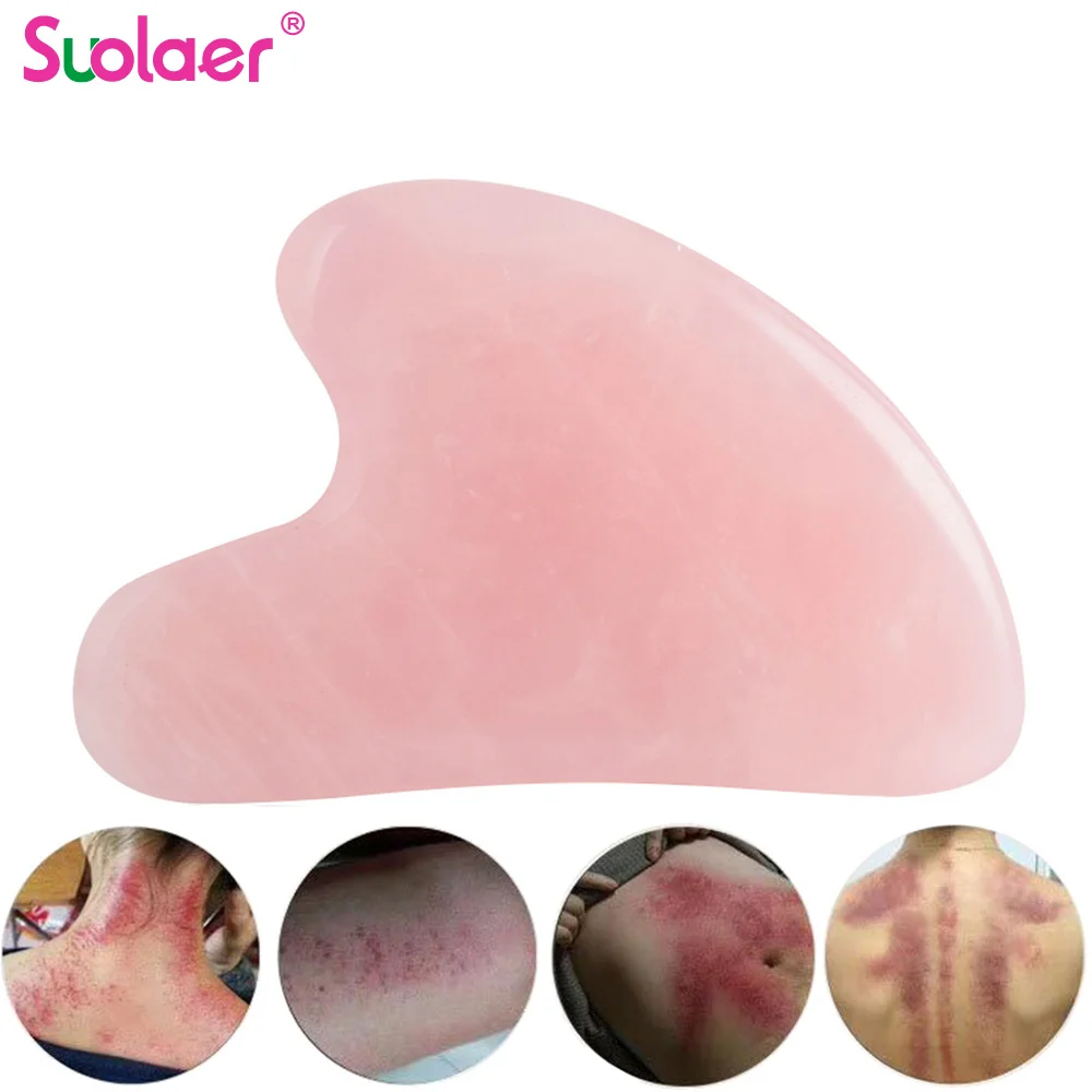 Массажер для тела из розового кварца скребок массажер гуаша натурального камня