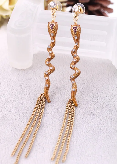 Серьги в виде змеи из витого стекла европейском стиле ювелирные изделия для