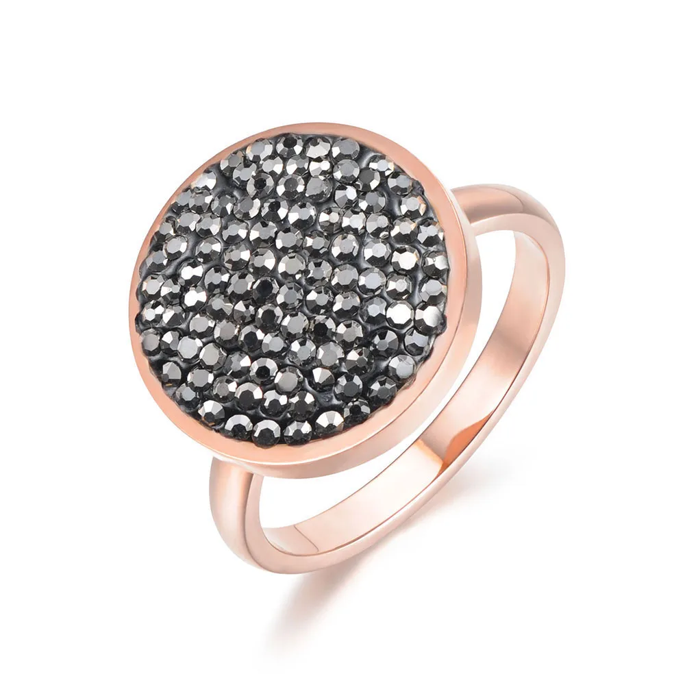 Женские кольца круглой формы Lokaer обручальные цвета розового золота стразы из