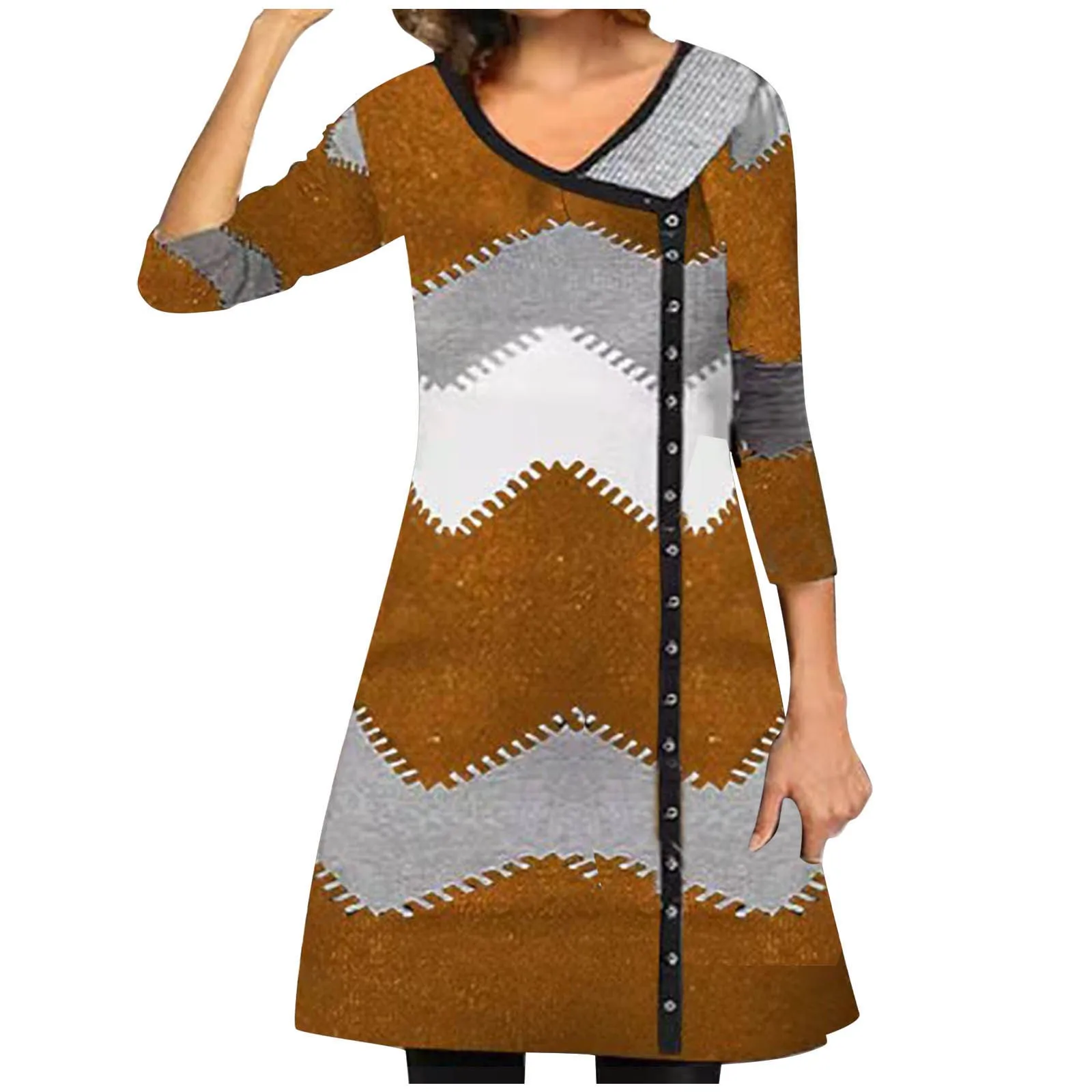 Платье женское зимнее Облегающее с V-образным вырезом и длинным рукавом |