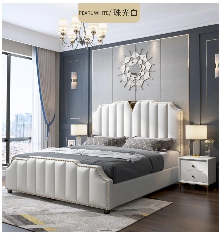 Современная кровать Дизайнерская кожаная каркас мягкие кровати домашняя мебель