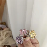 south koreas new ins style cut gemstone zircon micro inlaid ring opening adjustable light luxury temperament ring for women