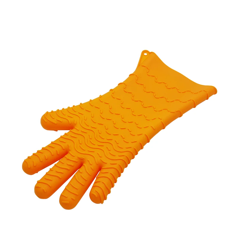 1Pc Microwave Silicone Glove Orange Oven Mitts Kitchen Potholder Mat for BBQ Insulation Gloves Household Baking Barbecue Tools - купить по