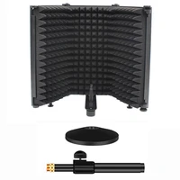 microphone isolation shield 3 panel wind screen filter foldable with metal disc holder for recording studio singing
