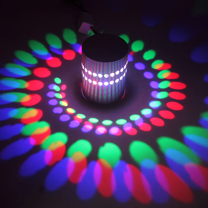 LED Wall Light RGB Spiral Hole Effect Wall Lamp With Remote Controller Colorful 3W AC85-265V For Party Bar Lobby KTV Home