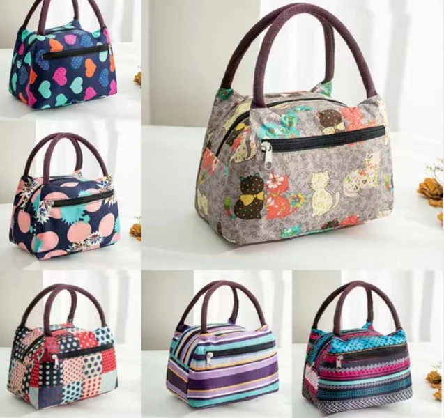 

Portable lunch bag mommy square box bag portable Oxford canvas women's lunch box waterproof bag