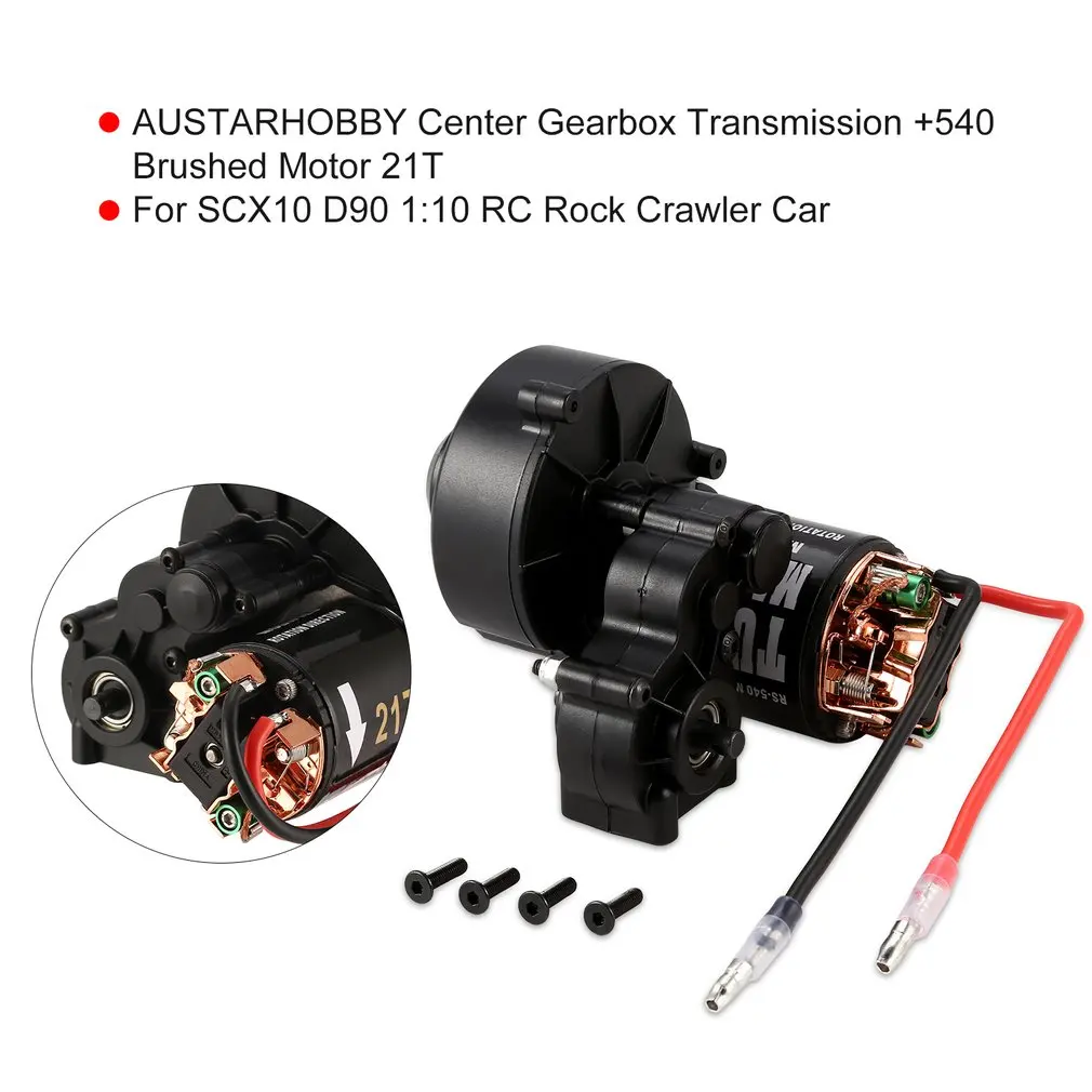 Новая коробка передач AUSTARHOBBY Center + 540 матовый двигатель 21T 27T 35T 45T 55T для 1:10 RC Rock Crawler