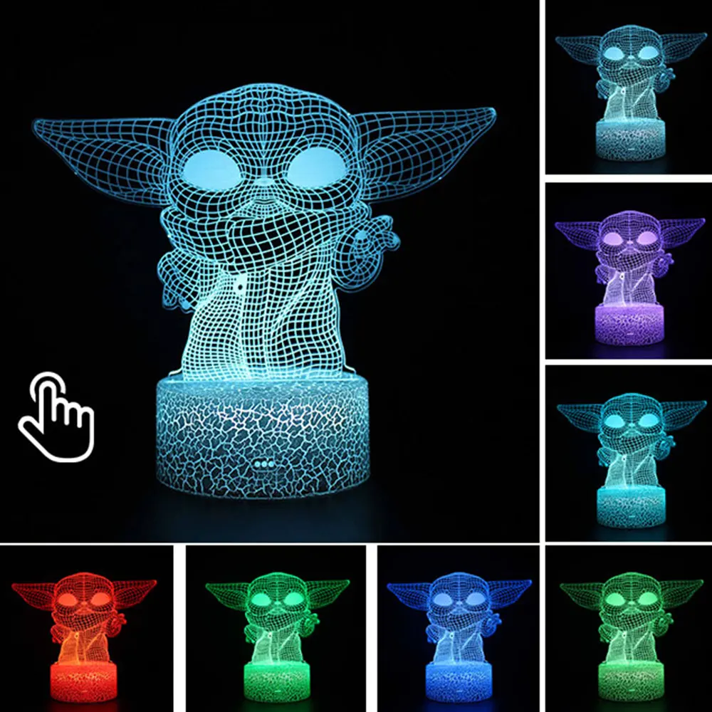 

Фигурка Йоды из «Звездных Войн», 3D светодиодный ночник мандалор, светильник ильник для сна, аниме акриловая экшн-игрушка, Fgures для детей, пода...
