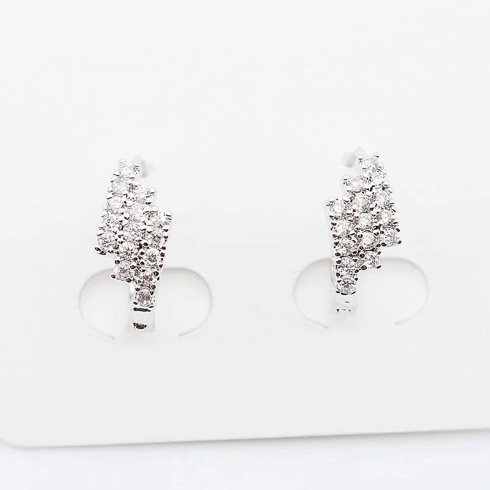 

Diamonds Pattern Zircon CZ Triangular Shining Clip Hoop Earrings Women Lady