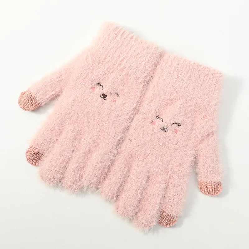 

JIFANPAUL autumn and winter warm gloves for outdoor cycling thickened heating plush windproof and cold-proof knitted gloves