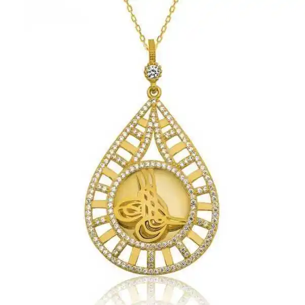 

Silver Drop Tuğralı Gold Plated Lady Necklace