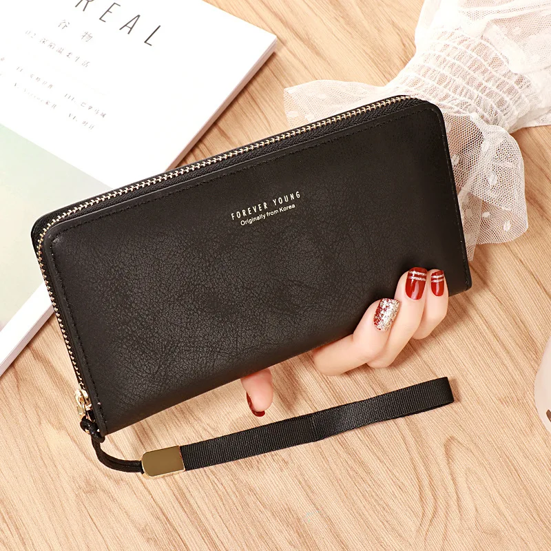 

Women's Wristband Wallets Female Many Departments Clutch Wallet Female Long Large 2 Foldings Card Purse Ladies Zipper Handbags