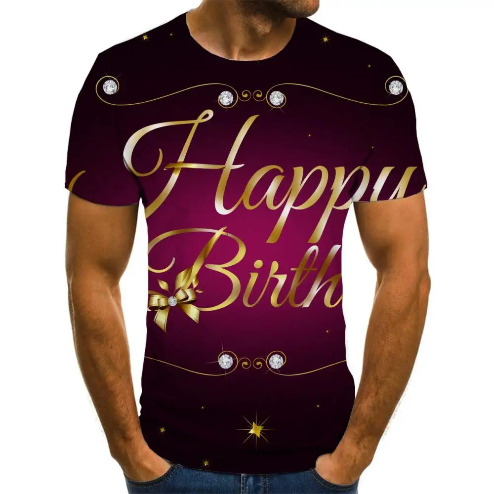 

Giyu Brand Happy Birthday T-shirt Men Star Tshirts Casual Party Funny T shirts Hip Hop Tshirt Printed Mens Clothing summer