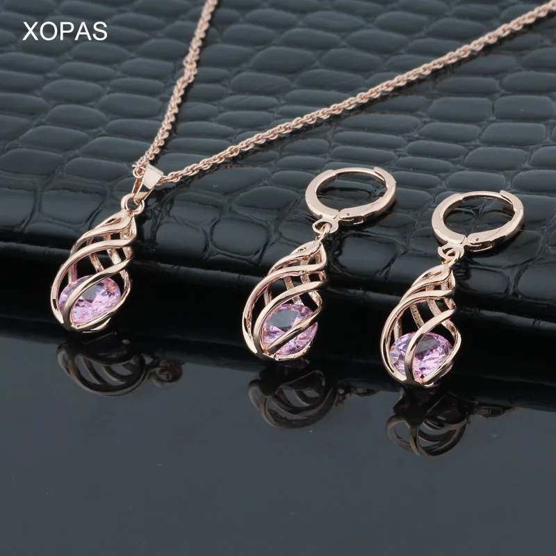 Женские серьги подвески в форме спирали розового золота|Ювелирные наборы| |