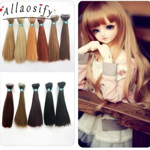 Allaosify 1 шт 15*100 см и 25*100 см чёрный; коричневый Цвет прямые кукольные волосы для 13 14 BJD кукла DIY парики
