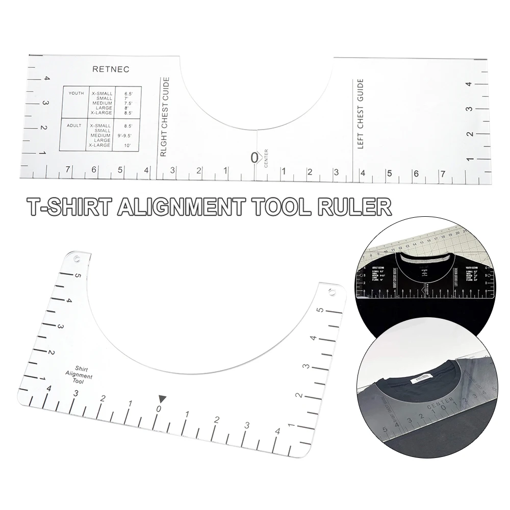 

1PCS Transparent Acrylic T-Shirt Guide Ruler Vinyl Ruler Alignment Fabric Centering Tool Fabric DIY Crafts Sewing Accessories
