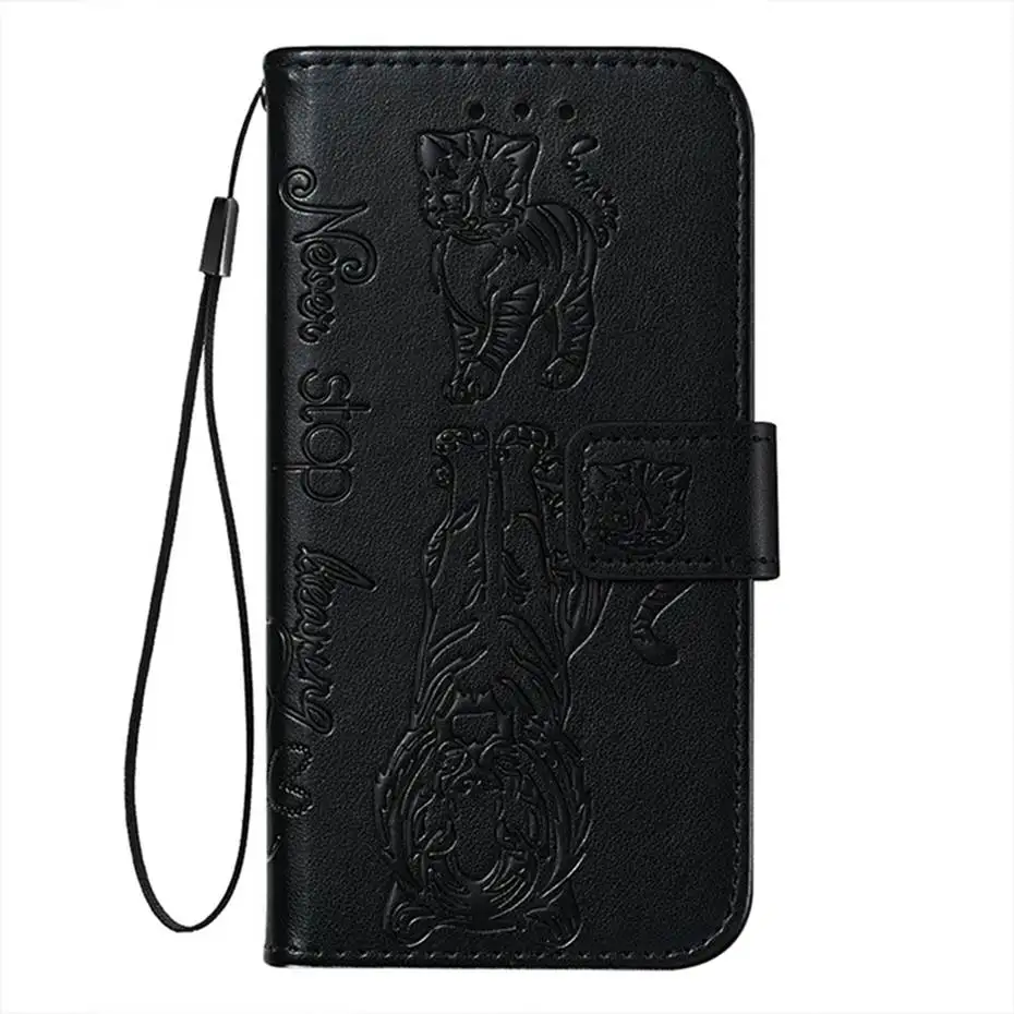 Black Кожаный флип-чехол с 3D кошкой и тигром для huawei P30 P20 Pro mate 30 Lite P Smart Z Y7 Prime Honor 9X20 Pro 8A 10i Y6 - Цвет: Black