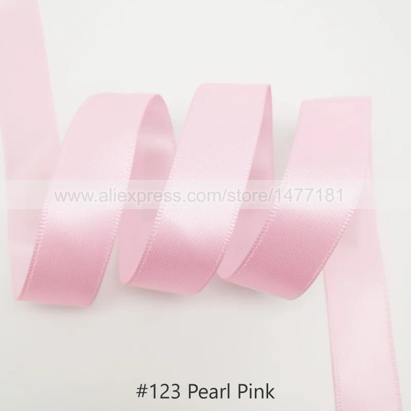 123 Pearl Pink 25 Yards) 6 9 16 25 38 50 мм атласная лента Двусторонняя лента высокого качества полиэстер Двусторонняя лента банты изготовление тканей - Цвет: 123 Pearl Pink
