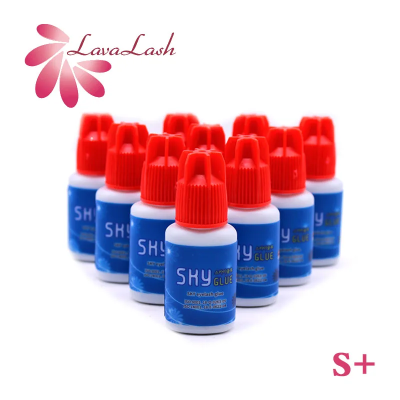 10 PCS Original Korea Sky Glue Red Cap S+ Glue 5ml 1-2s Drying Time for Eyelash Extension MSDS Adhesive Beauty Shop Wholesale