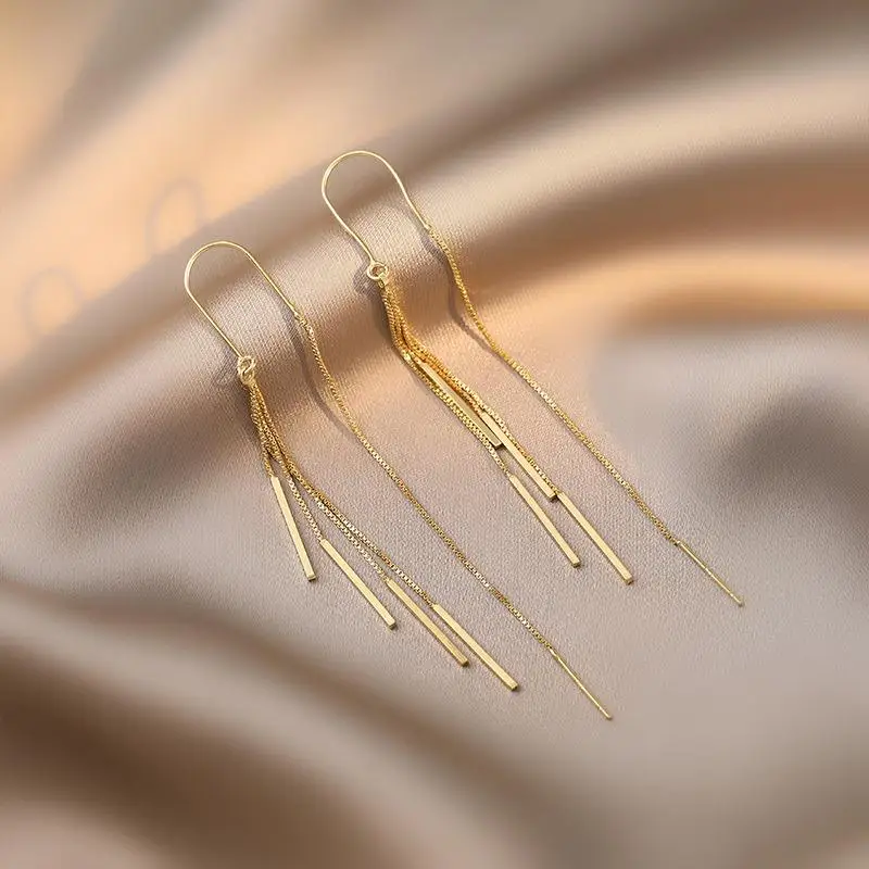 

Surflove Tassel Earrings Simple Fashion Personality Long Ear Jewelry Ladies Wedding Engagement Banquet Event Accessories 2021